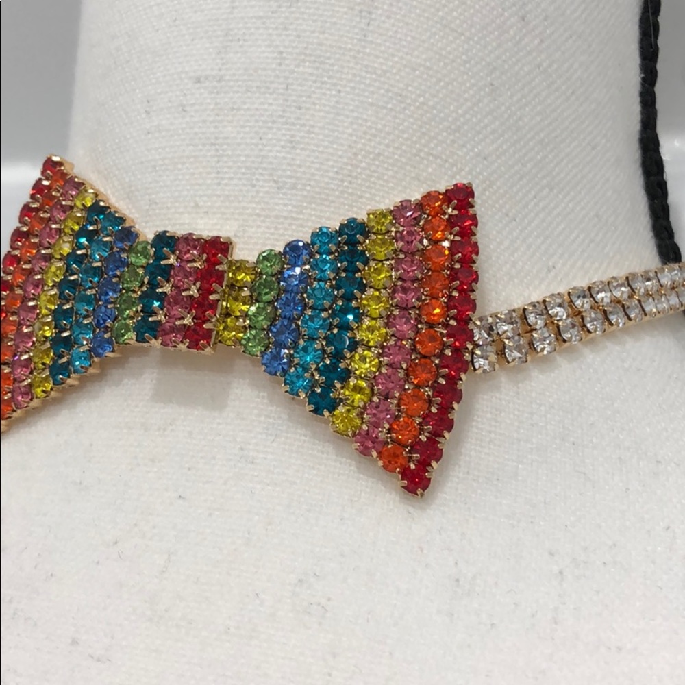 Only 2 Left!! Rainbow Crystal Bow Tie Chocker! - Picture 3 of 6